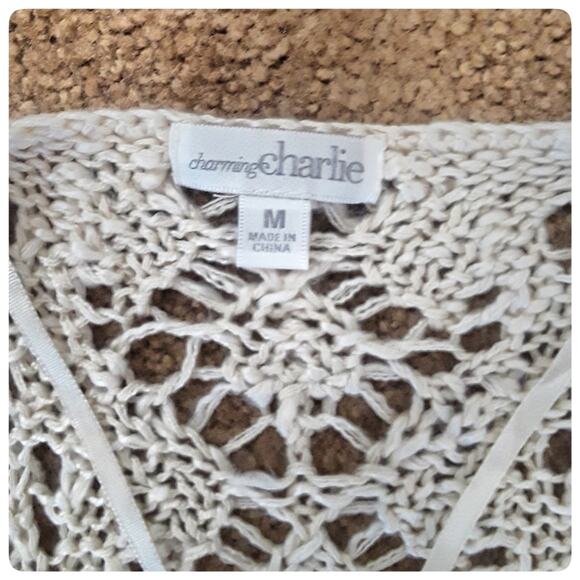 CHARMING CHARLIE Boho Vest Beach Cover Up Size M Festival Hippy Sweater Cardigan - Picture 6 of 6